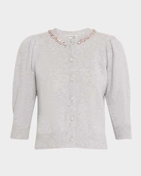 Autumn Cashmere Rhinestone-Trim Cashmere Cardigan | Neiman Marcus