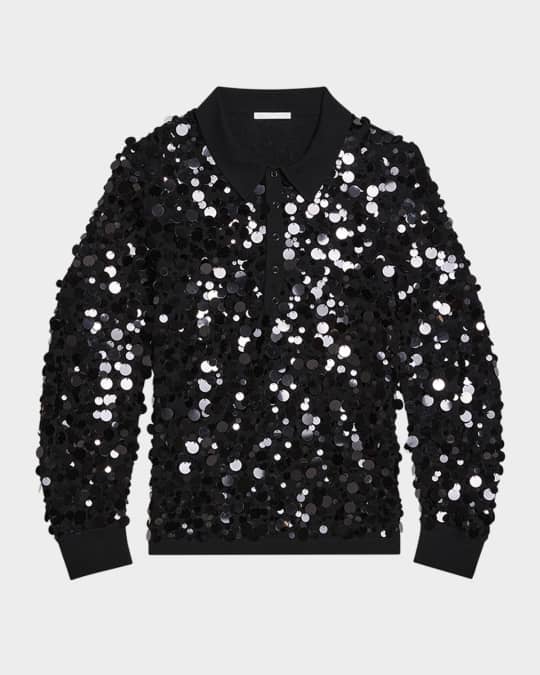 Sequined Polo Sweater