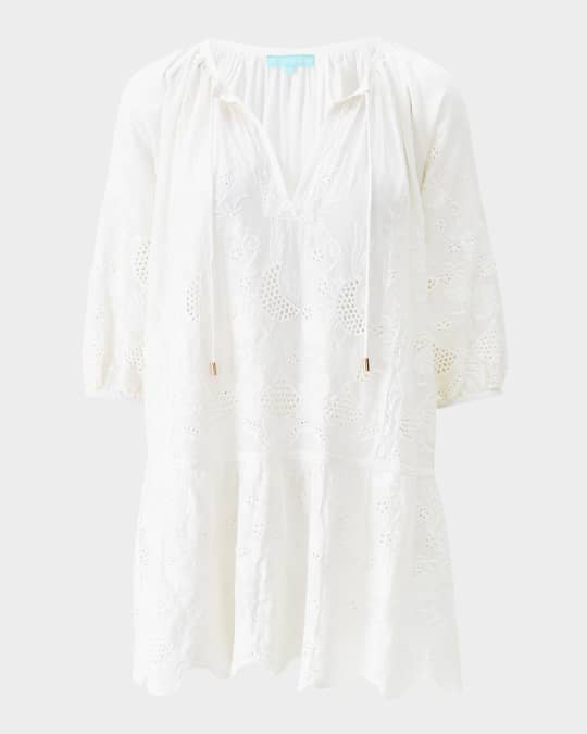 Pearl Broderie Cutwork Caftan Coverup