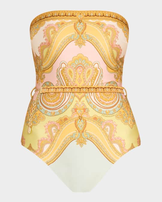 Zimmermann Maxine Chain Trim Bandeau One-Piece Swimsuit