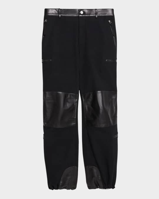 Helmut Lang Men's Work Pants with Leather Patches | Neiman