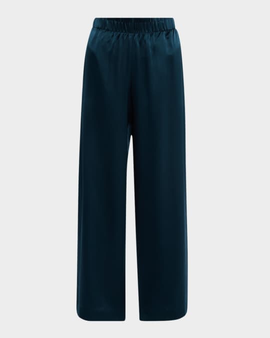 Wide-Leg Silk Pants