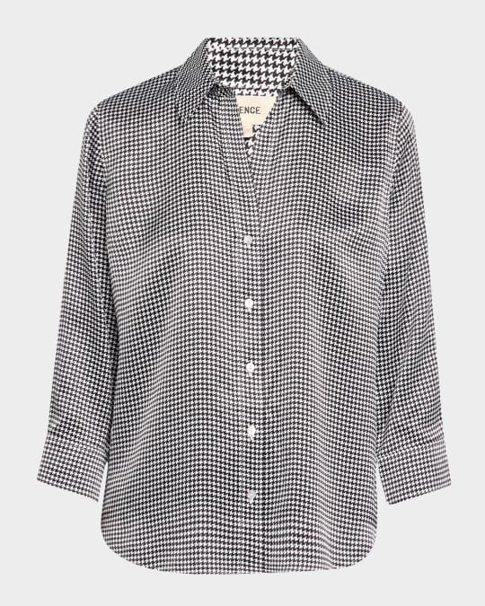 Dani Houndstooth Silk Blouse
