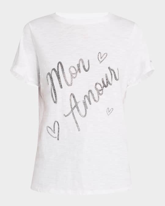 Mon Amour Rhinestone Cotton Tee