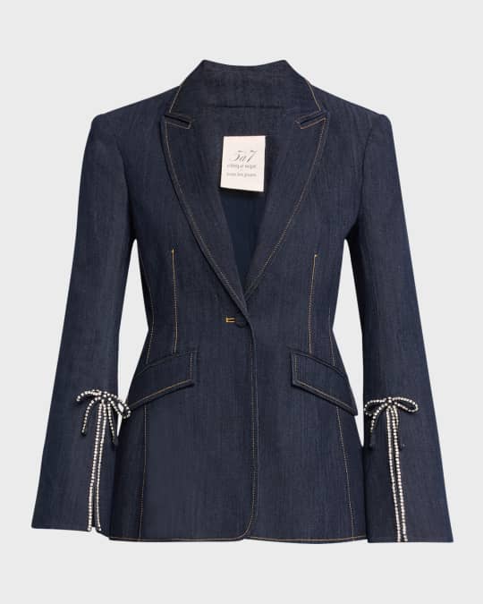 Cheyenne Denim Crystal Bow Blazer