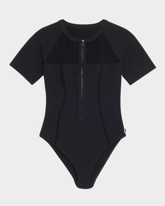 ★XEXYMIX GOLF★ Layer Shield Dolman Zip-up One Piece Shan Mesh Zip-Up One-Piece Swimsuit | Neiman Marcus