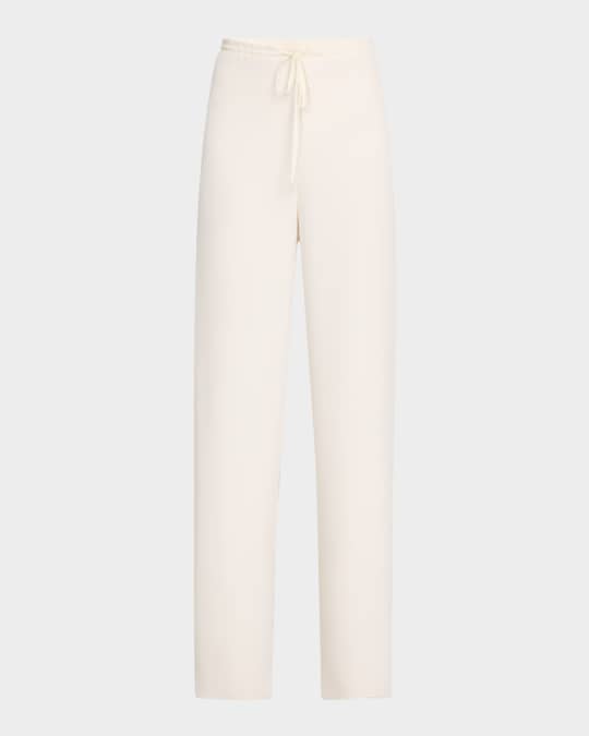 Georgette Straight-Leg Drawstring Pants