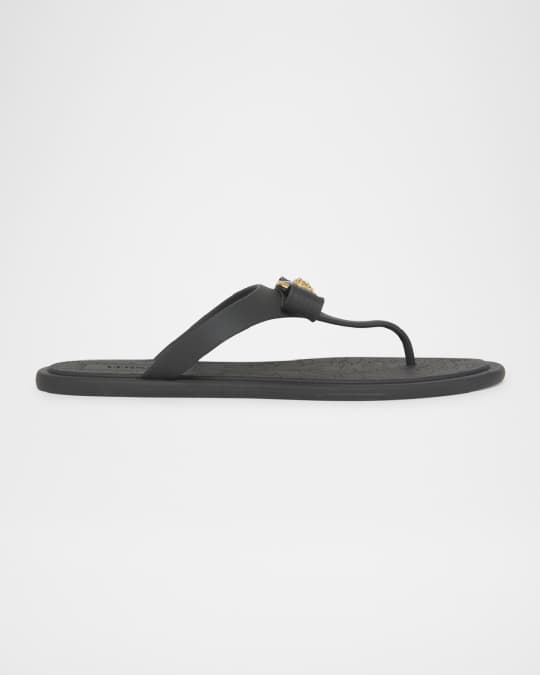 Gianni Medusa Rubber Ribbon Thong Sandals