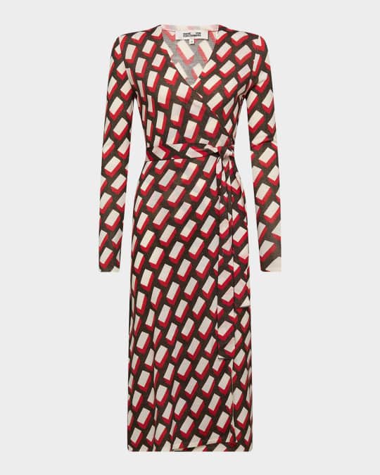 Diane von Furstenberg Luella Geometric-Print Midi Wrap Dress