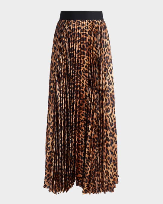 Alice + Olivia Katz Leopard Pleated Maxi Skirt | Neiman Marcus