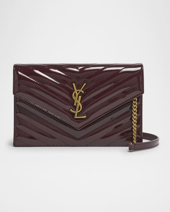 Saint Laurent YSL Envelope Wallet on Chain in Quilted Patent Leather Neiman Marcus