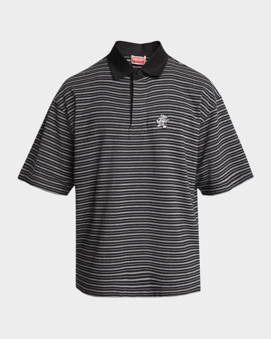 KEN_BM_L1L様リクエスト商品 (Ws Patch Striped Polo) JKUIVE Letter Embroidery Striped Patchwork Polo Shirt Mens