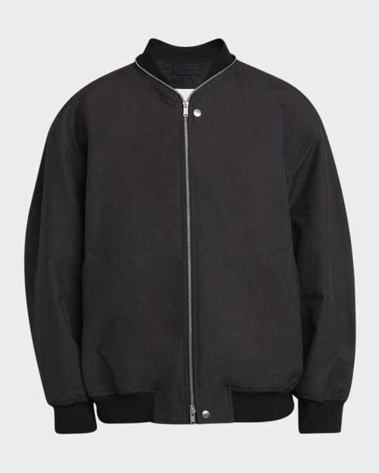 Jil Sander Men's Boxy Nylon Zip Jacket | Neiman Marcus