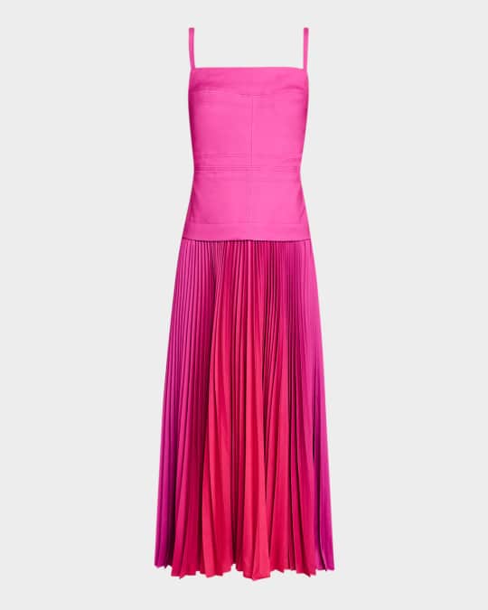 Acler Leasgill Pleated Open-Back Dress | Neiman Marcus