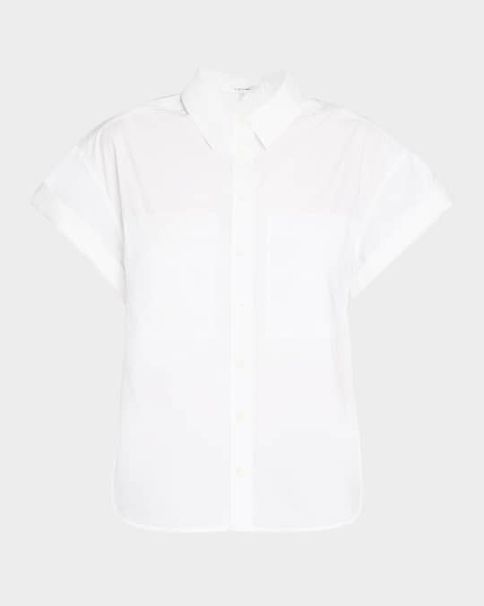 Short-Sleeve Cuffed Button-Front Shirt