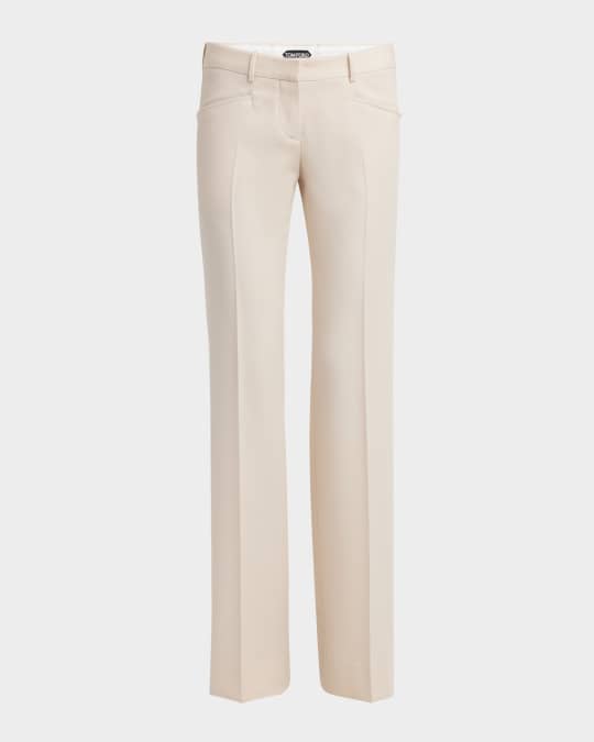 Low-Waist Wool Flare Trousers