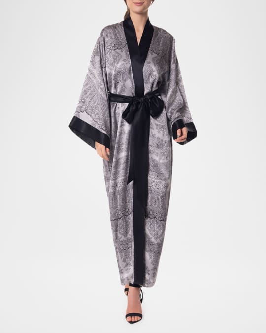 Bardot Lace-Print Silk Robe