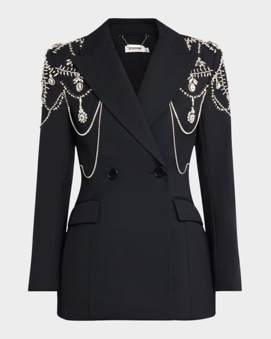 SIMKHAI Getty Crystal-Embellished Blazer | Neiman Marcus