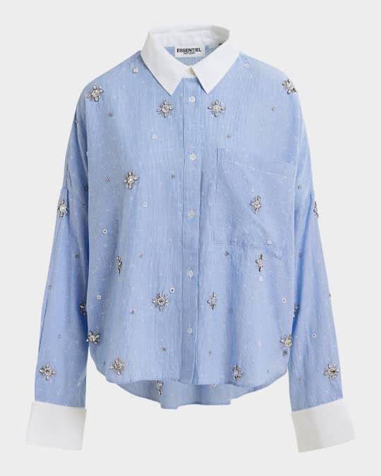 Helight Embellished Pinstriped Shirt 