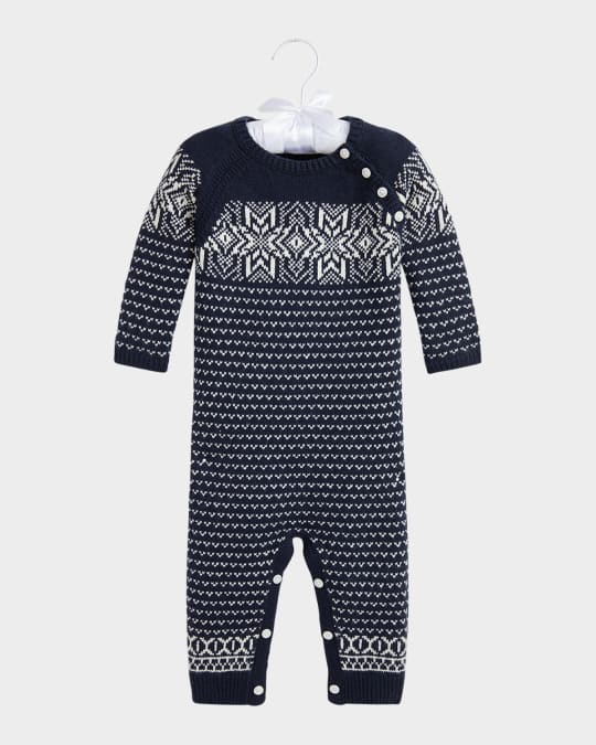 Boy's Snowflake Intarsia Coverall, Size 3M-24M