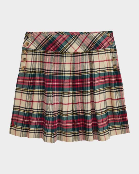 Girl's Plaid-Print Pleated Skirt, Size 7-16