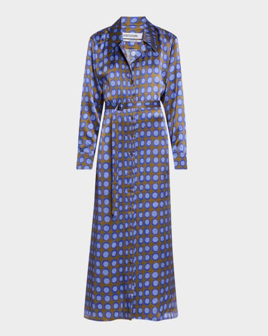 Wiggle Dot Belted Maxi Shirtdress
