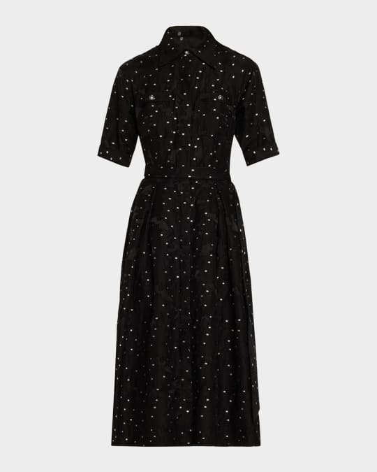 Burnout Polka Dot Midi Shirtdress