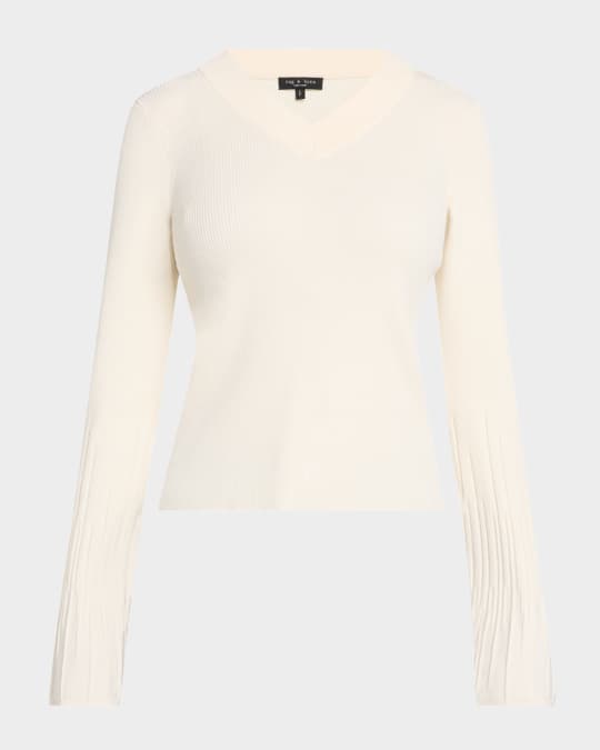 Austen Ribbed V-Neck Top