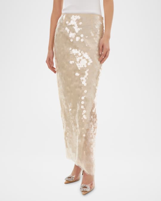 Clara Sequined Straight Midi Skirt