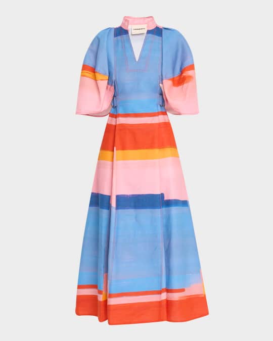 midi dress with sleeves green Clover Fields 100% Cotton Green Midi Dress