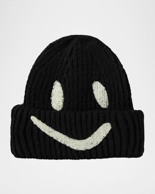 Kid's Kim Ribbed Smiley Face Beanie