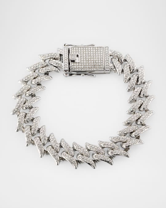Crystal Herringbone Link Chain Bracelet