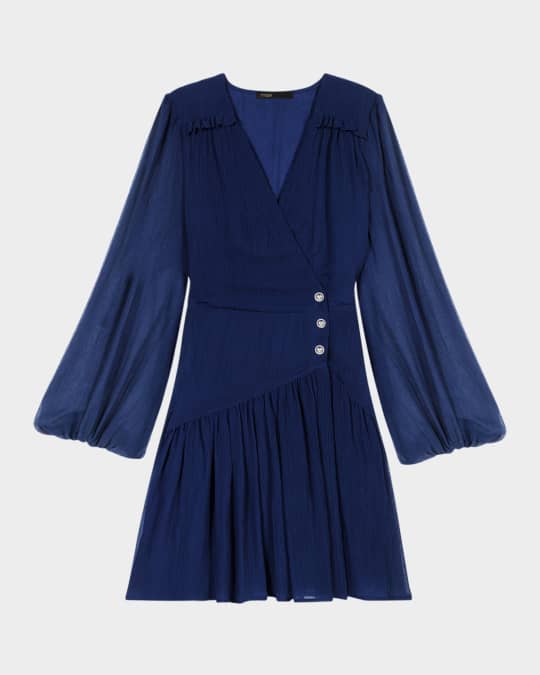 Maje Rory Chiffon-Effect Wrap Dress | Neiman Marcus