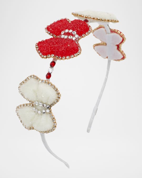 Girl's Rhinestone & Glitter Bow Headband