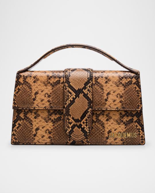 Jacquemus Le Grand Bambino Snakeskin-Print Crossbody Bag | Neiman