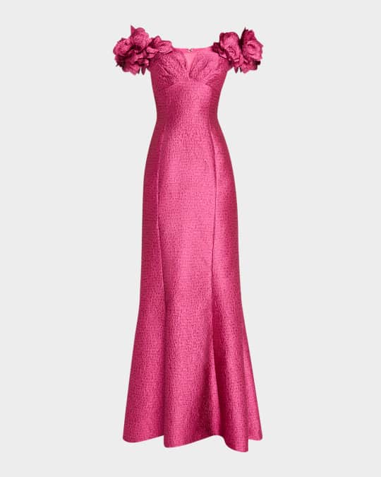 Off-Shoulder Jacquard Mermaid Gown