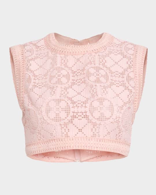 Embroidered Lace Sleeveless Crop Top