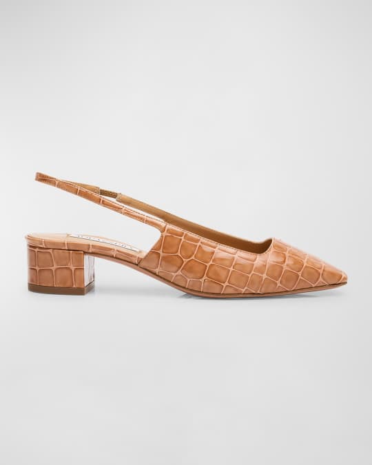 Aquazzura Ginza Croco Slingback Ballerina Pumps | Neiman Marcus