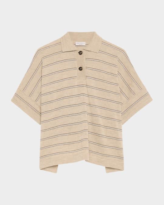 Striped Short-Sleeve Polo Shirt