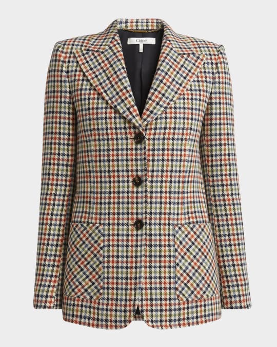 【関税＆送料込み】ChloAC Single-Breasted Checked Jacket Chloe Check Single-Breasted Jacket | Neiman Marcus