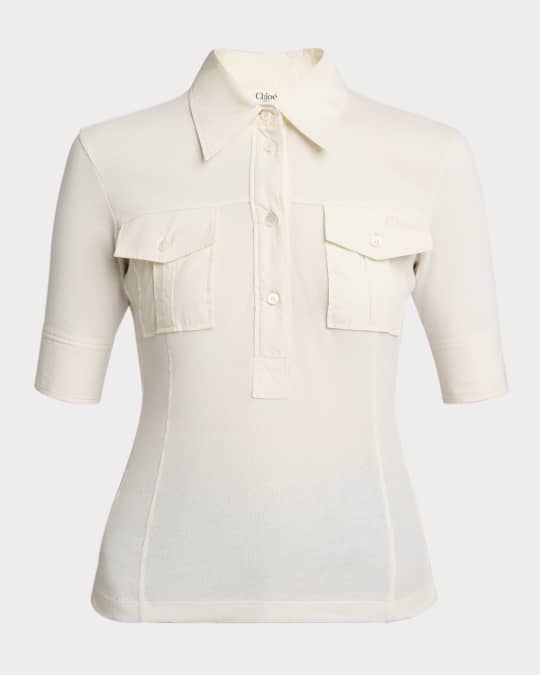 Tシャツ・カットソー CHLOE Woman Polo Shirt White CH25AHT58667 107 31wbqdLhUhL.jpg_BO30,255,255,