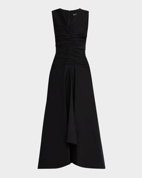 The Finley Sleeveless Ruched V-Neck Midi Dress