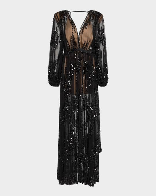black stones for dress High-Neck Long Black Prom Dress with Gold Beads Black / 12 main image 0