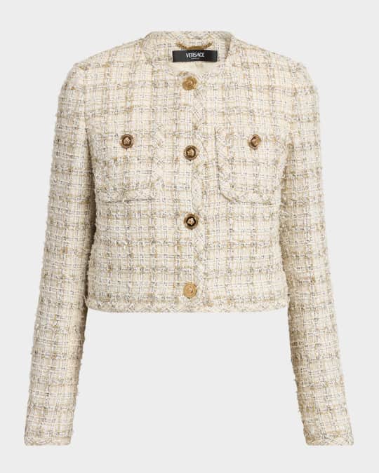 ジャケット VERSACE Embroidered Tweed Blazer VERSACE Versace Woman Embroidered Tweed Blazer | luosophy