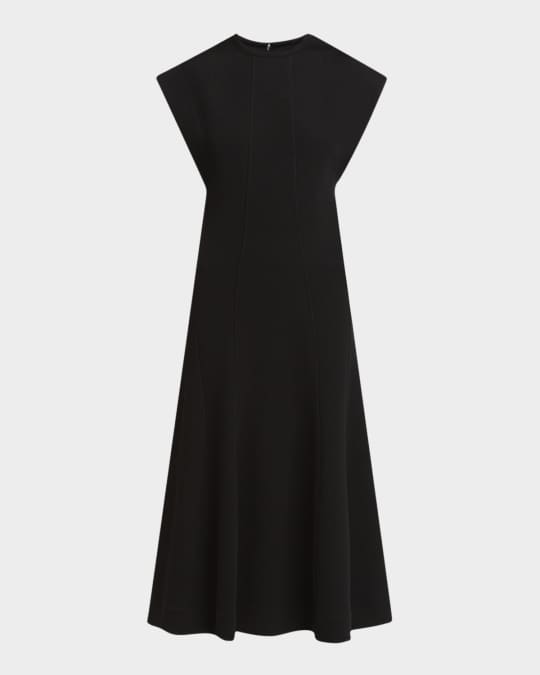 shoes to wear with black sequin dress SOLD Jil Sander Black Crepe Sheath Dress with Peek A Boo Back – Palm Beach  Vintage main image 1