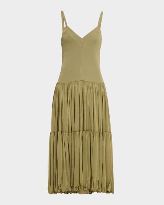 sachin and babi light blue dress The Very Collection Tie Shoulder Dropped Waist Contrast Broderie Tiered  Midi Dress