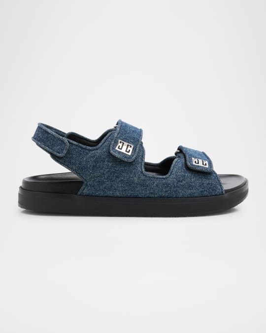 サンダル・ミュール GIVENCHY '4G' sandals Blue BE306FE2BN Givenchy 4G Denim Strap Flat Sandals | Neiman Marcus