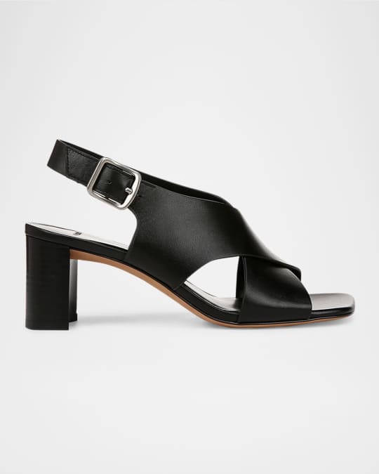 Omega Leather Crisscross Slingback Sandals