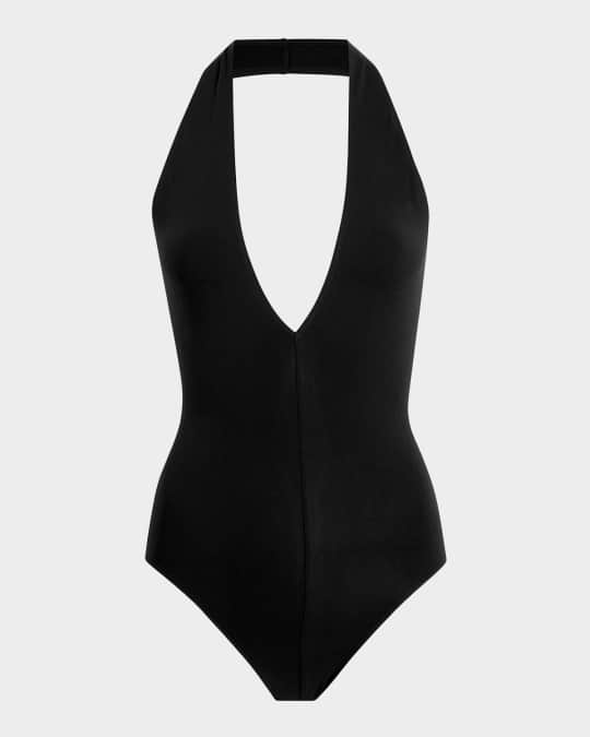 Ballet Deep V-Neck Halter Bodysuit