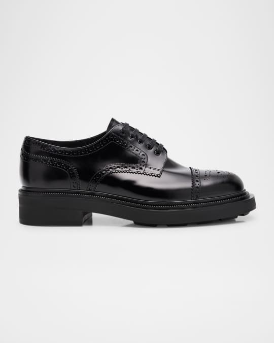 Prada Men's Tyrone Brogue Leather Derby Shoes Neiman Marcus